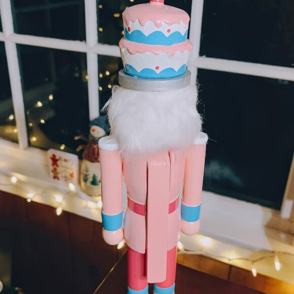 Pink Christmas Nutcracker Soldier Wooden Statue Xmas Decoration Holiday Decor - Picture 6 of 14